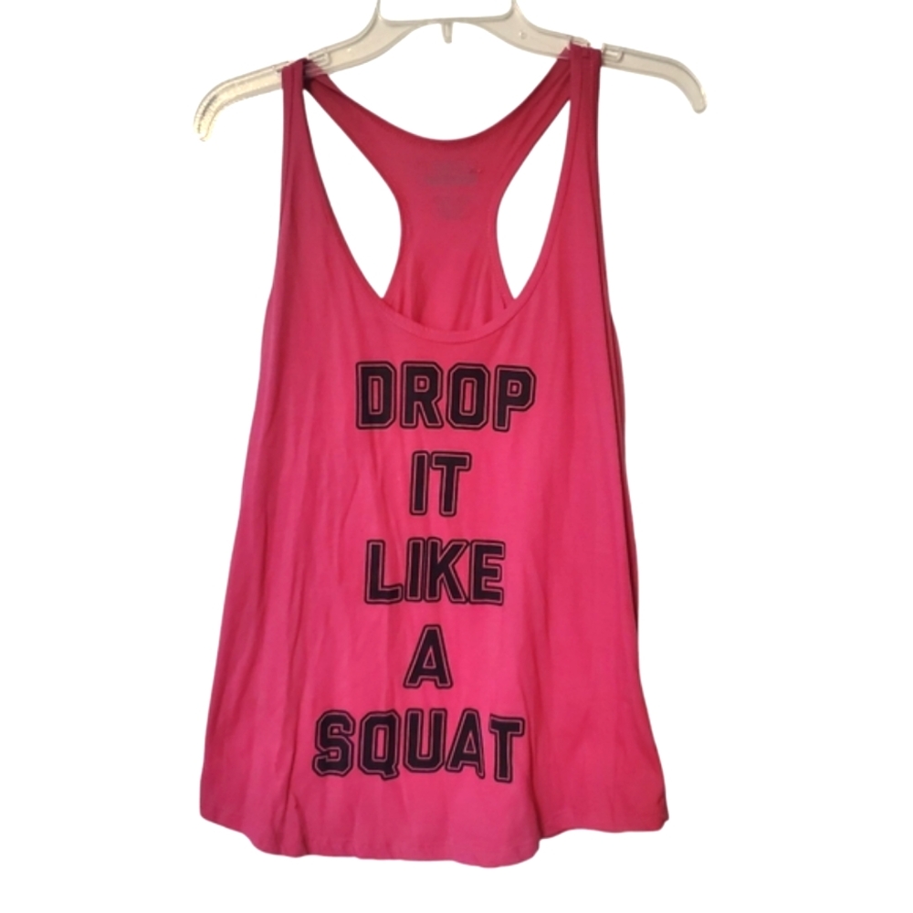 “Drop it like a Squat” Hot Pink Womens Workout Tank Top Shirt By FREEZE LARGE - Picture 2 of 6